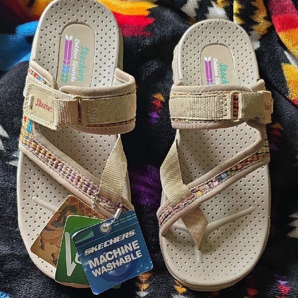 Skechers Tan Perforated Sandals